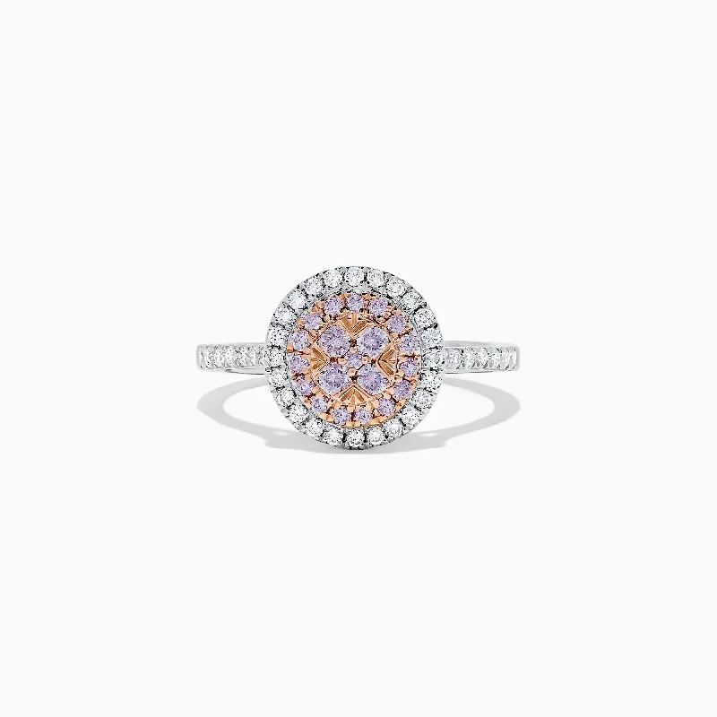 vintage-inspired sunstone ring-14K Two Tone Gold Pink and White Diamond Ring, 0.57 TCW