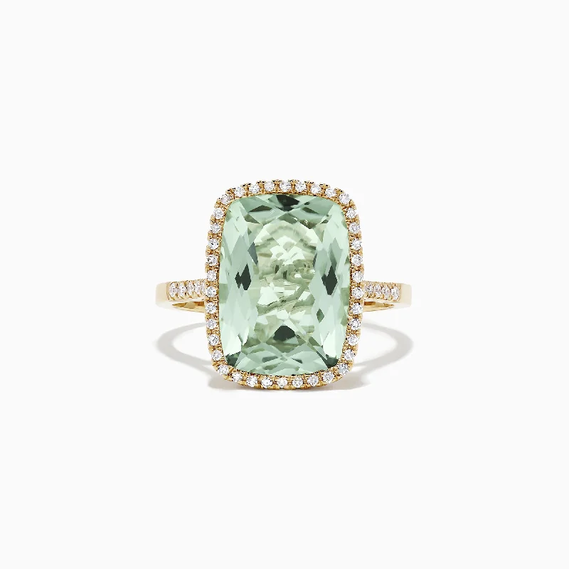 bold ruby peak ridge ring-14K Yellow Gold Green Amethyst and Diamond Ring, 7.16 TCW