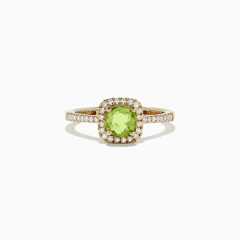 inscribed heritage ring-14K Yellow Gold Peridot and Diamond Ring, 1.07 TCW