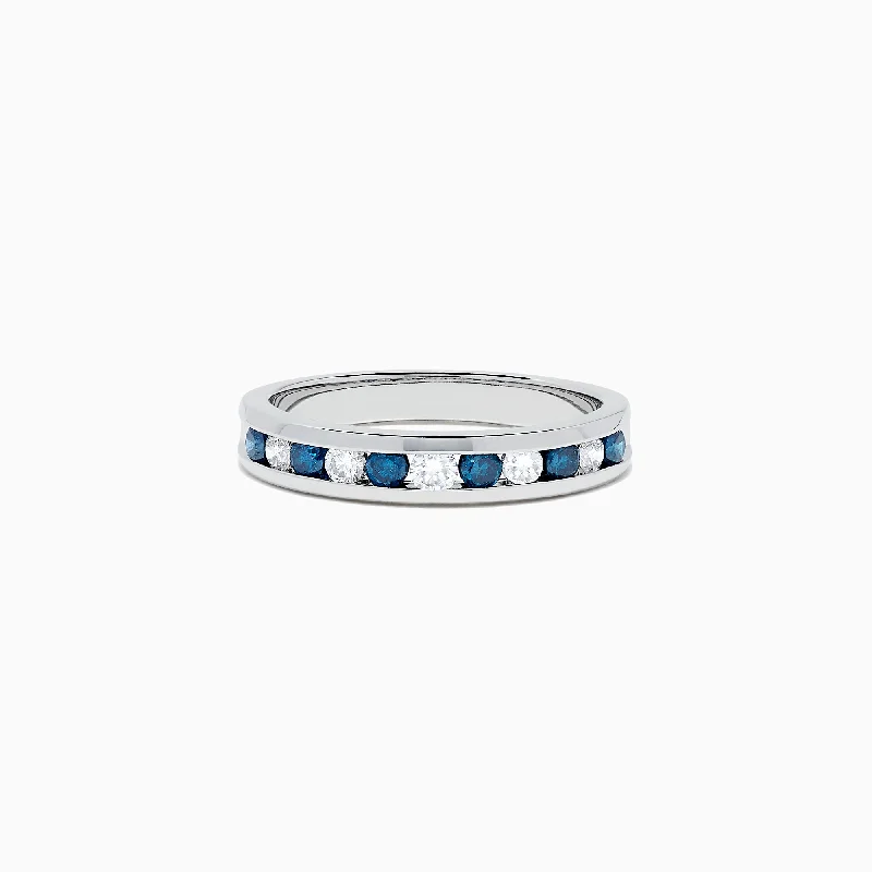 bohemian apex peak ring-Bella Bleu 14K White Gold Blue and White Diamond Ring, 0.50 TCW