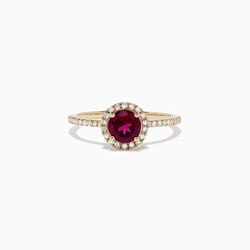 modern tiered ruby ring-Bordeaux 14K Gold Rhodolite Garnet and Diamond Ring, 1.12 TCW