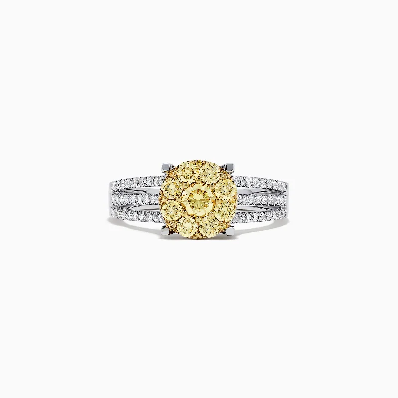 inscribed unity ring-Canare 14K 2-Tone Gold Yellow Diamond Bouquet Ring, 1.00 TCW