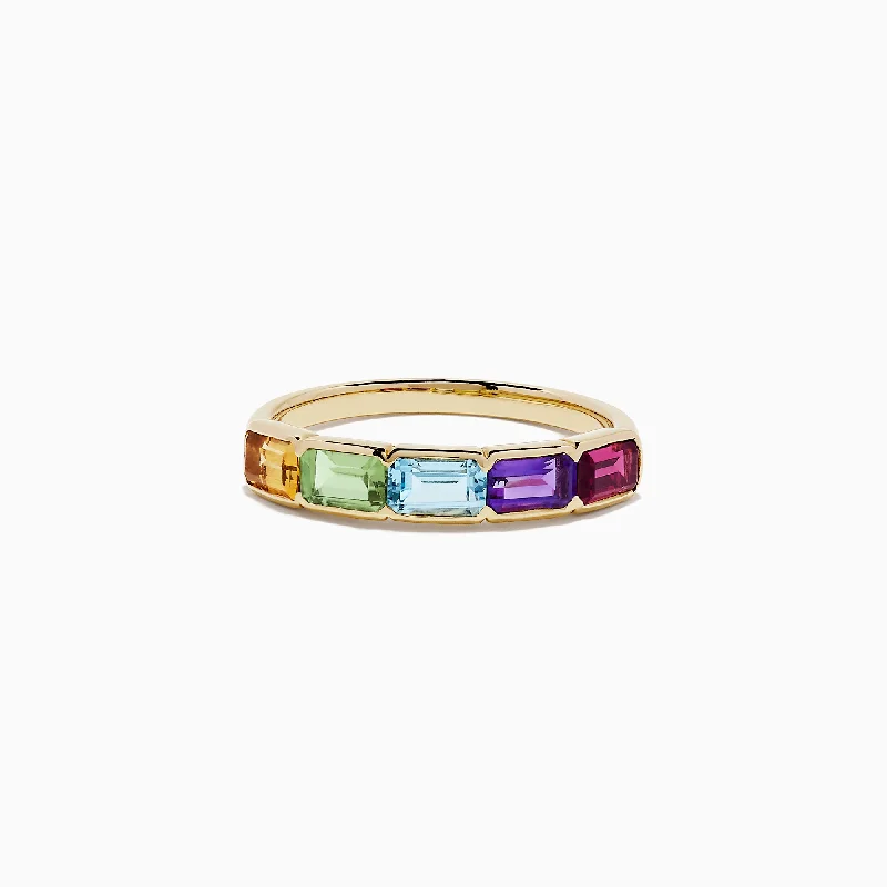 bold amethyst peak ridge ring-Mosaic Gold 14K Yellow Gold Multi Gemstone Ring, 1.55 TCW