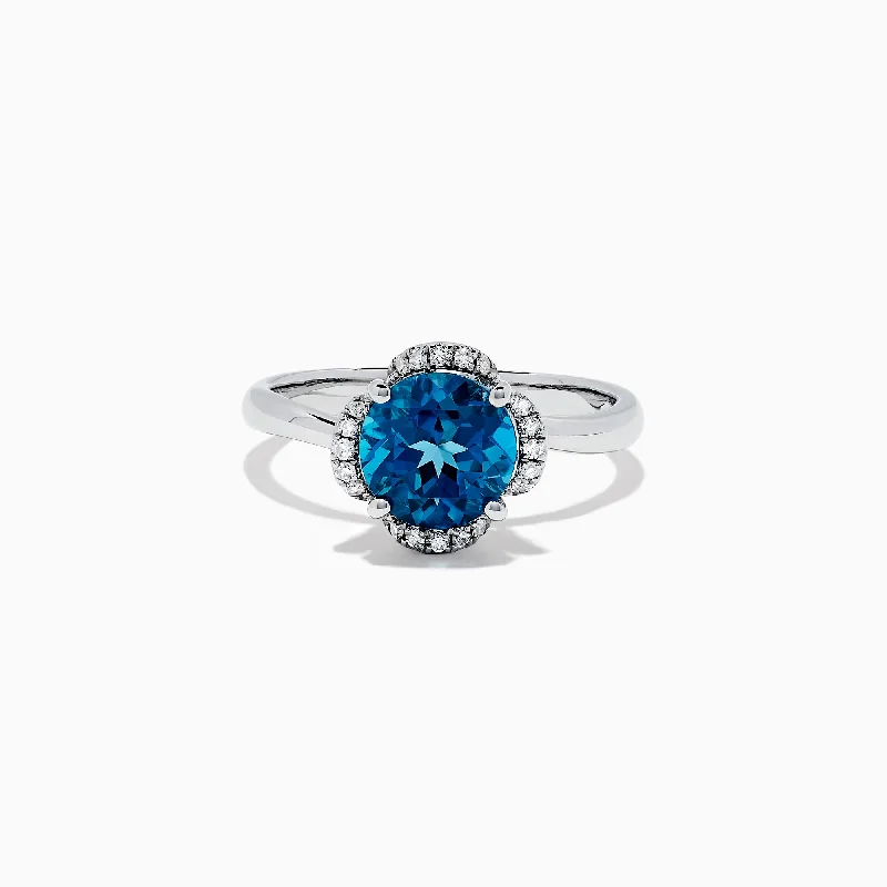 adjustable cedar crest ring-Ocean Bleu 14K Gold London Blue Topaz and Diamond Ring, 2.10 TCW