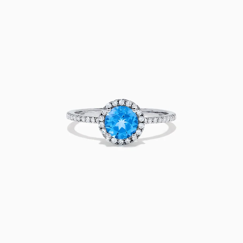 vintage-inspired sunstone ring-Ocean Bleu 14K White Gold Blue Topaz and Diamond Ring, 1.12 TCW