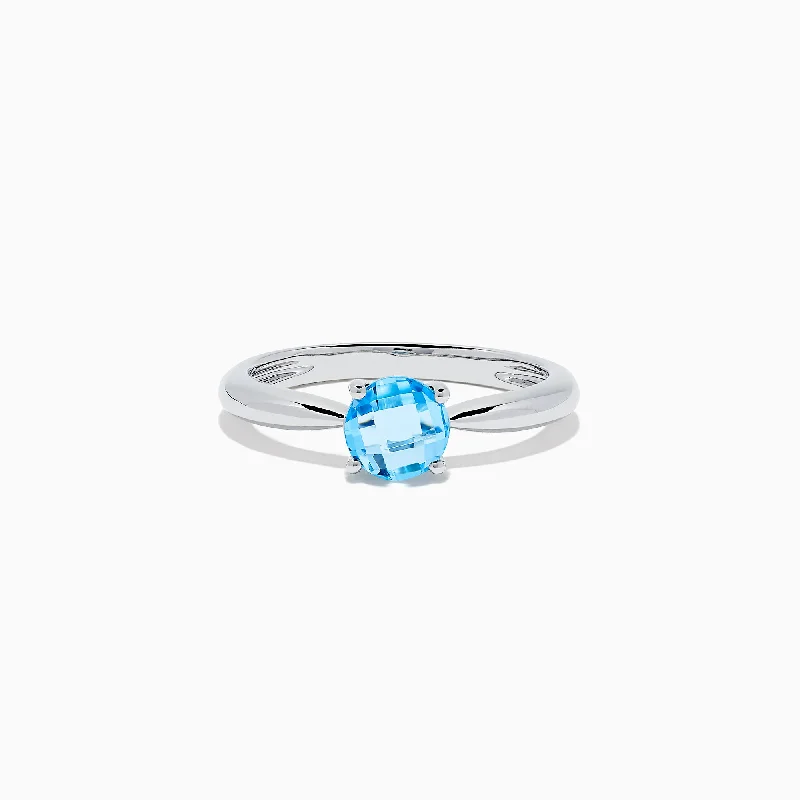 minimalist apex ridge ring-Ocean Bleu 14K White Gold Blue Topaz Ring, 1.00 TCW