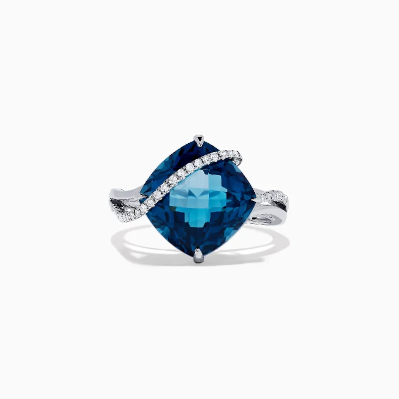 adjustable flare ring-Ocean Bleu 14K White Gold London Blue Topaz & Diamond Ring