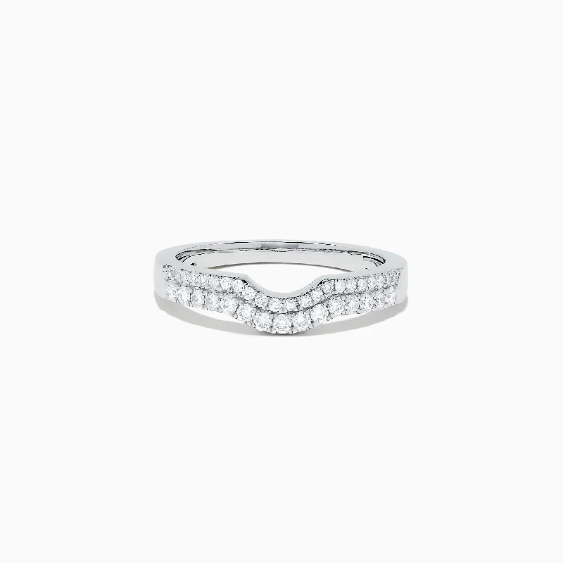 bold hexagonal opal ring-Pave Classica 14K White Gold Curved Diamond Band, 0.32 TCW