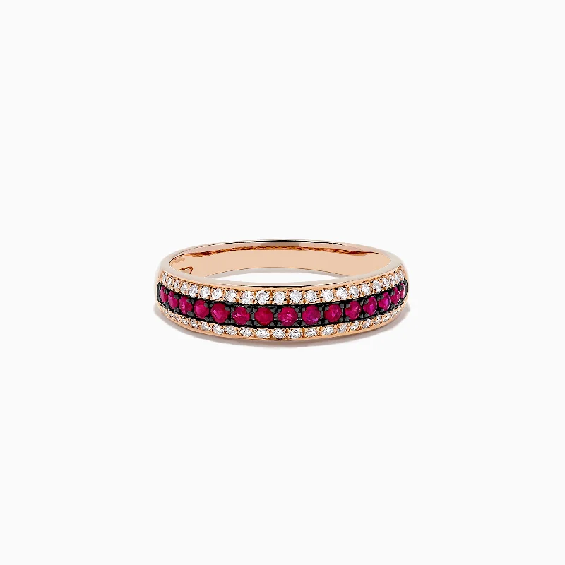 floral eternity amethyst ring-Ruby Royale 14K Rose Gold Pave Ruby and Diamond Band, 0.38 TCW