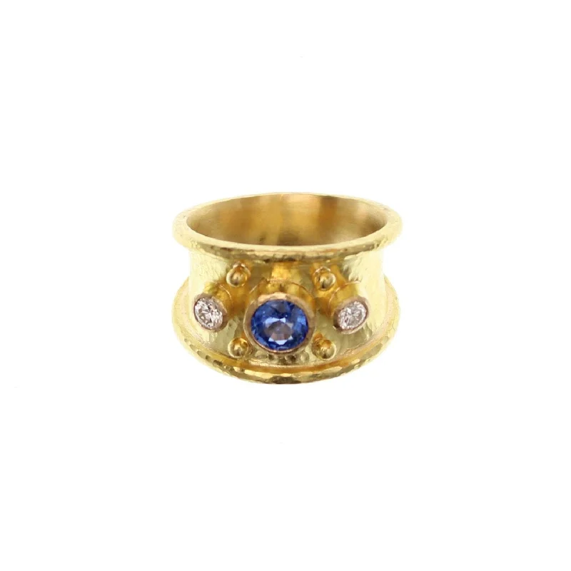 raw turquoise accent ring-Elizabeth Locke Sapphire & Diamond Tapered Cigar Band