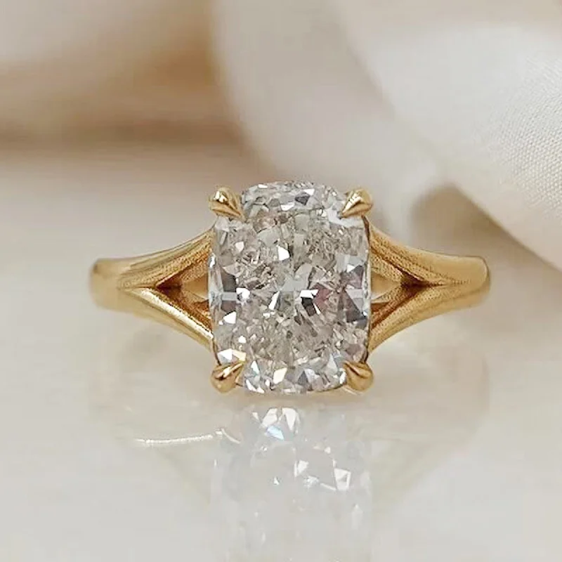 bold topaz peak ridge ring-3 CT Elongated Cushion Cut Moissanite Engagement Ring For Her