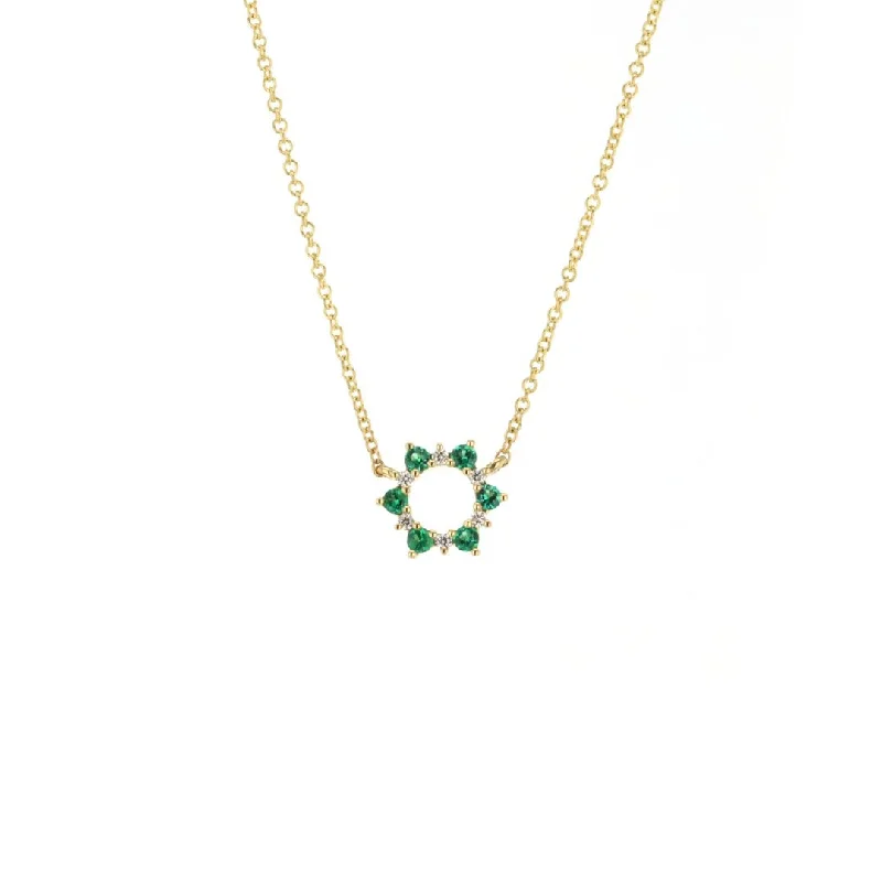 artisan-crafted niobium necklace-18" Emerald & Diamond Stationary Pendant Necklace | M10269094