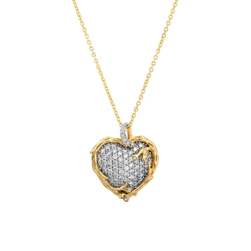 modern nebula diamond necklace-Enchanted Forest Heart Pendant Necklace with Diamonds