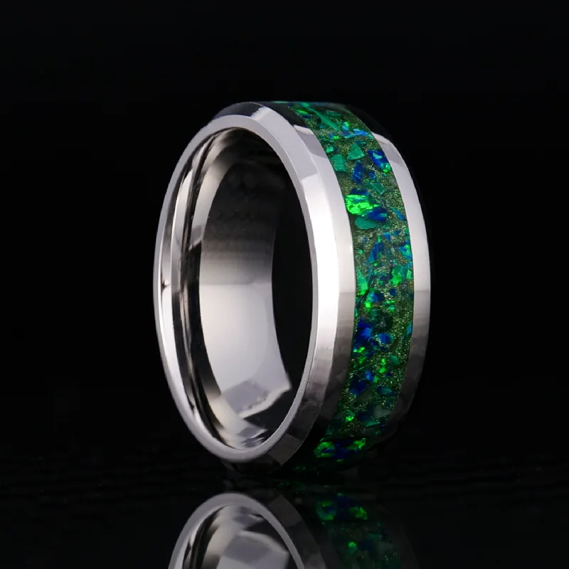 vintage-style moonstone ring-Evergreen Cobalt Chrome Glowstone Ring