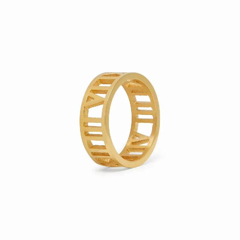 inscribed lineage ring-Hollow Numerals Ring - Gold