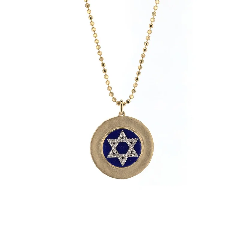 artisan-crafted rose necklace-Lapis & Diamond Star of David Pendant Necklace