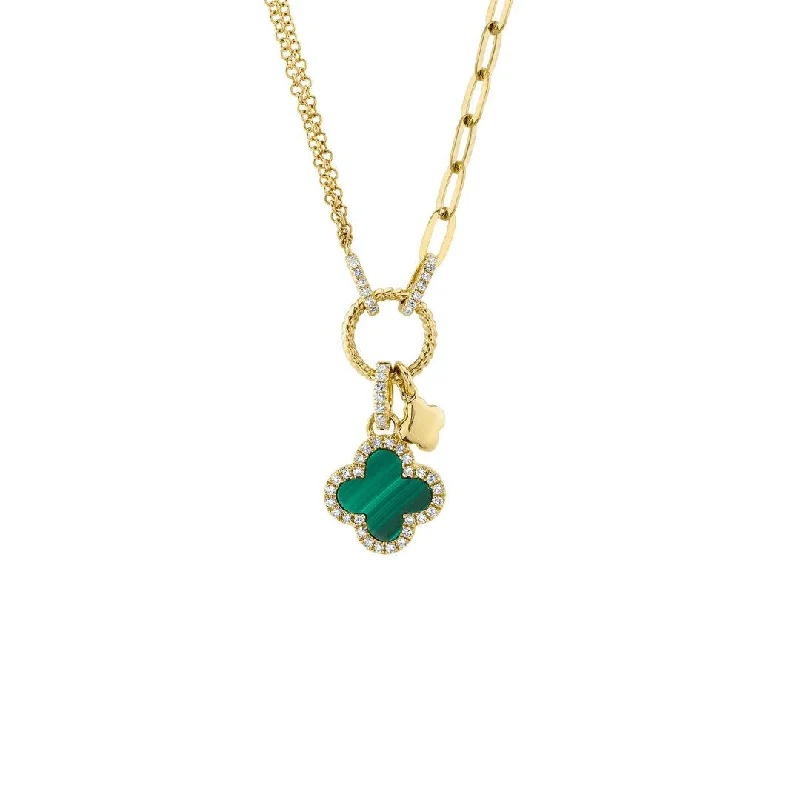 distressed rose stack necklace-18" Malachite and Diamond Stationary Pendant Necklace | 10277897