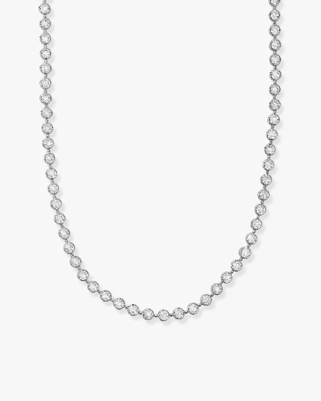 raw agate cluster necklace-Mama Baroness Tennis Necklace 15" - Silver|White Diamondettes