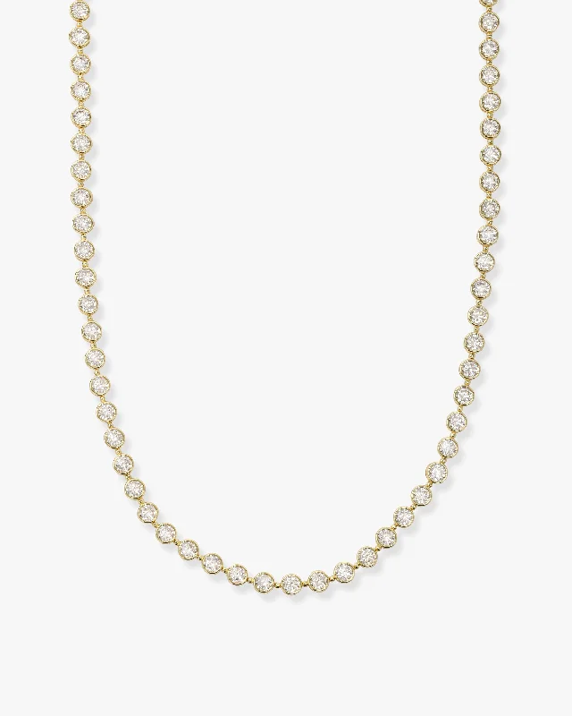 bohemian crest peak necklace-Mama Baroness Tennis Necklace 18" - Gold|White Diamondettes