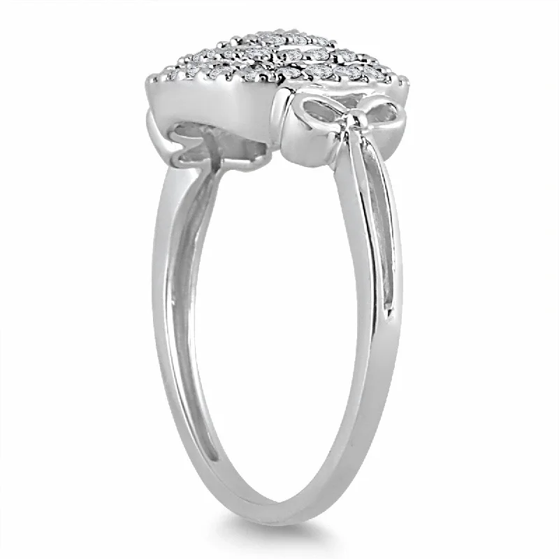 minimalist ridge peak ring-Marquee 1/3 Carat TW Diamond Antique Cluster Ring in 10K White Gold