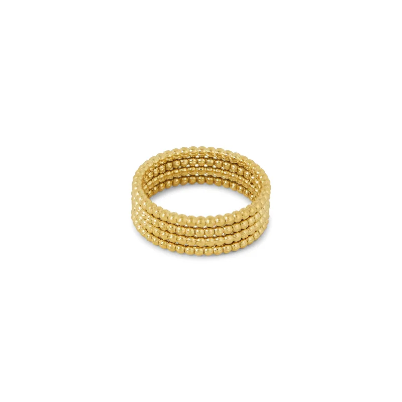 polished silver tier ring-Layered Beads Fidget Ring - Gold