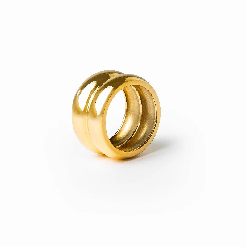 floral-inspired aventurine ring-Metera Chunky Ring - Gold