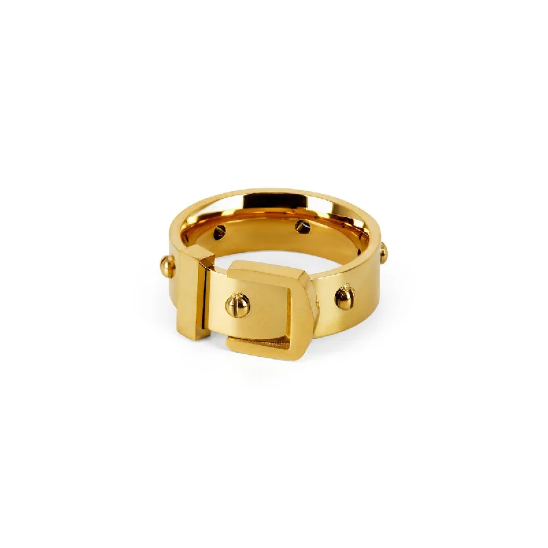 gothic-inspired bear claw ring-Buckle Ring - 18K Gold Plated