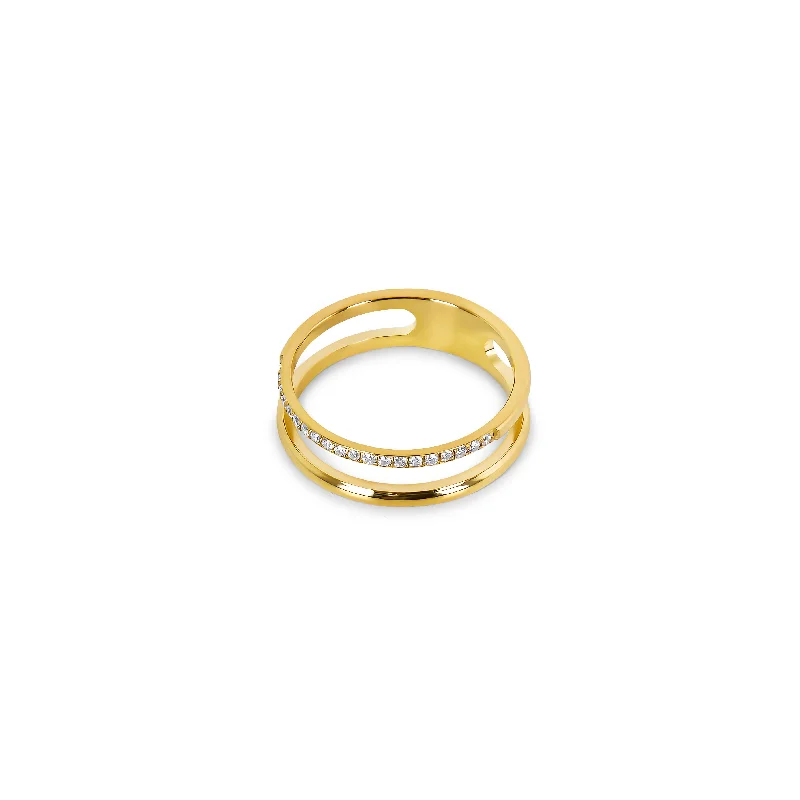 modern tiered emerald ring-Vienna Double Ring - Gold