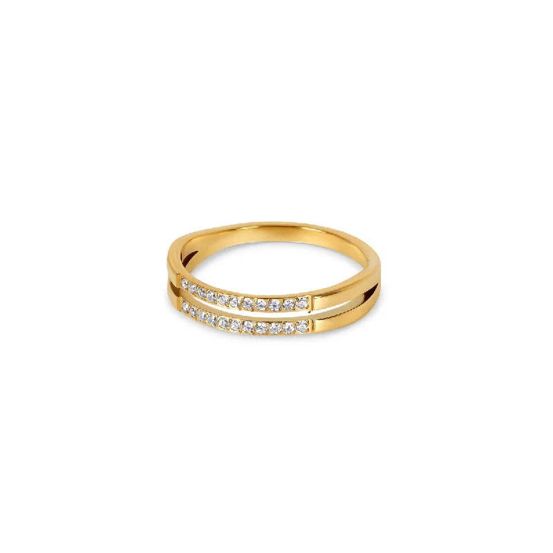 bohemian crest peak ring-Double Layer Stone Ring - Gold