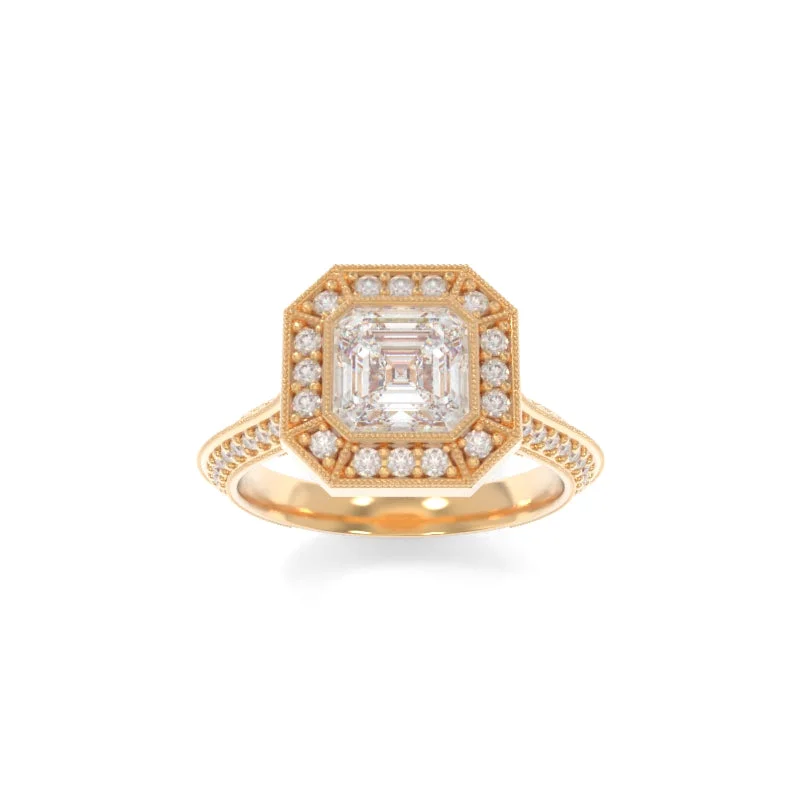 bold sapphire peak ridge ring-Octavia Ring Asscher