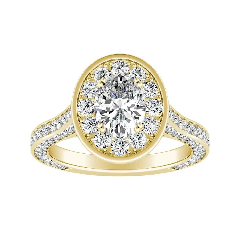 modern sleek apex peak ring-Oval-cut 1 1/2ctw Halo Diamond Engagement Ring by Auriya 14k Gold