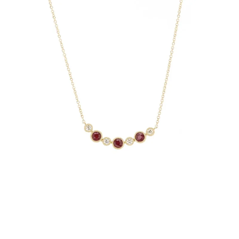 modern nebula diamond necklace-Ruby & Diamond Necklace