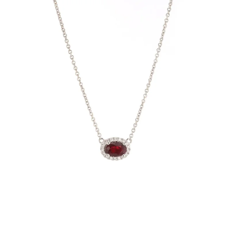 polished silver arc necklace-16.5" Ruby & Diamond Pendant Necklace | M10268091