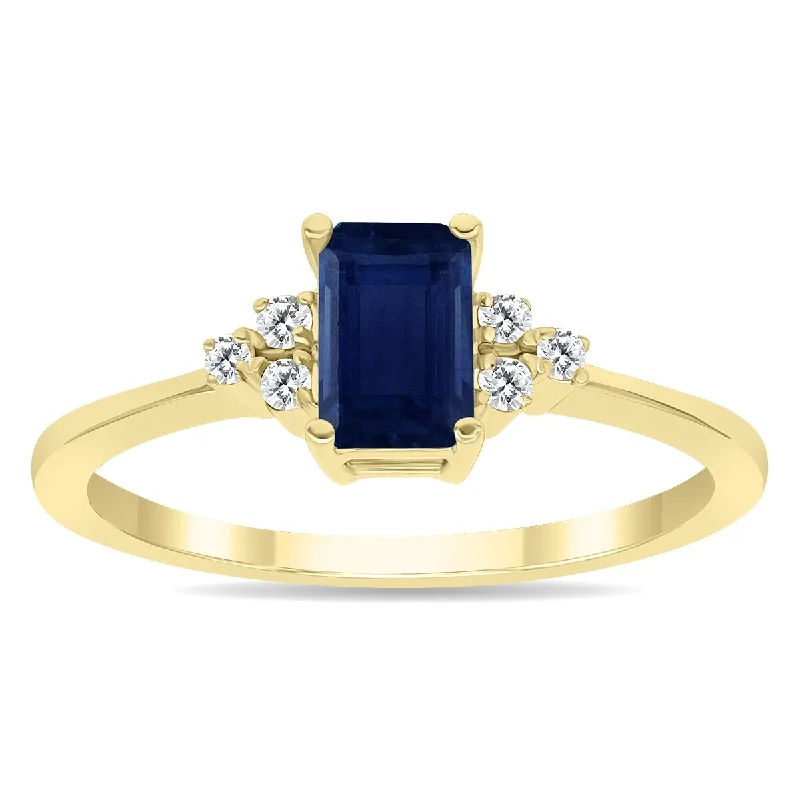 polished rose tier ring-Sapphire and Diamond Regal Ring in 10k Yellow Gold