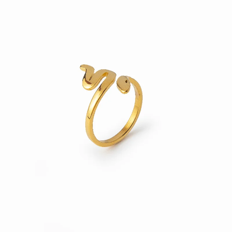 nature-themed apex ridge ring-Serpent Ring - Gold