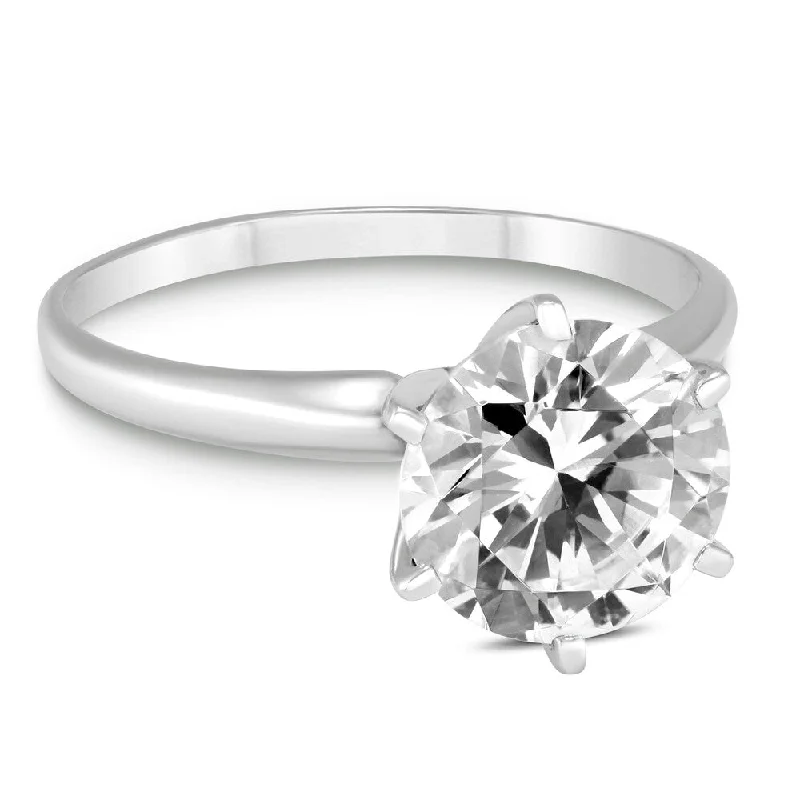 floral-inspired agate ring-Signature Quality 1 Carat Diamond Solitaire Ring in 14K White Gold (G-H Color, SI2-SI3 Clarity)