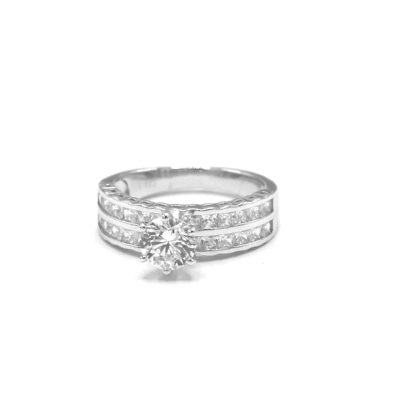 minimalist crest summit ring-STRW-238, Women 925 Sterling Silver Engagement Ring-1 piece together