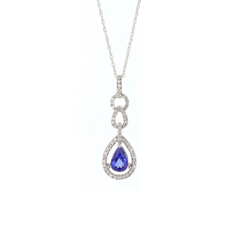 art deco aventurine necklace-Tanzanite & Diamond Pendant Necklace