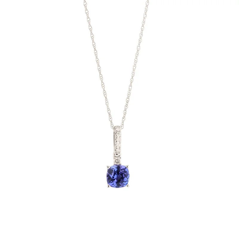 artisan-crafted agate necklace-Tanzanite & Diamond Pendant Necklace