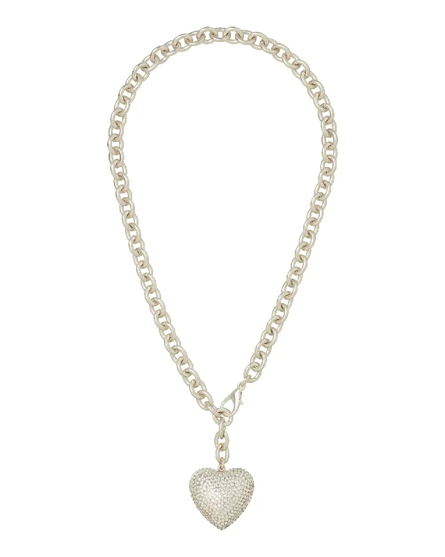 art deco aventurine necklace-The Dazzling Puffy Heart Necklace