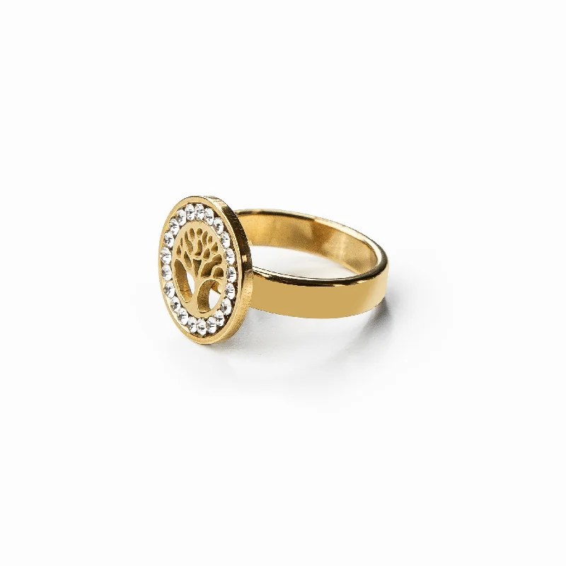 artisan-crafted niobium ring-Tree Of Life Ring - Gold