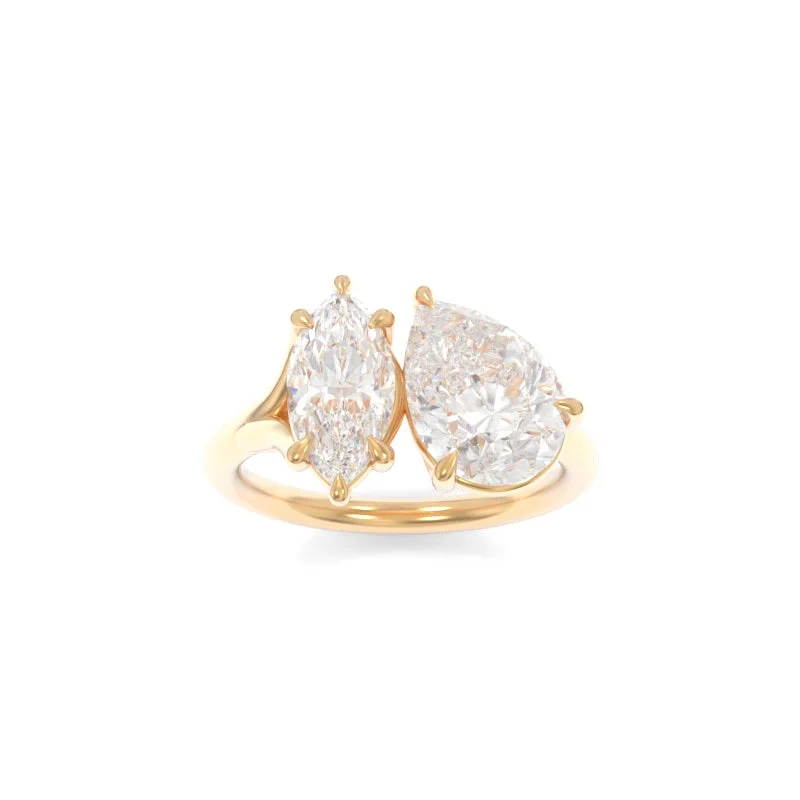 minimalist peak ridge ring-Valentina Ring Marquise