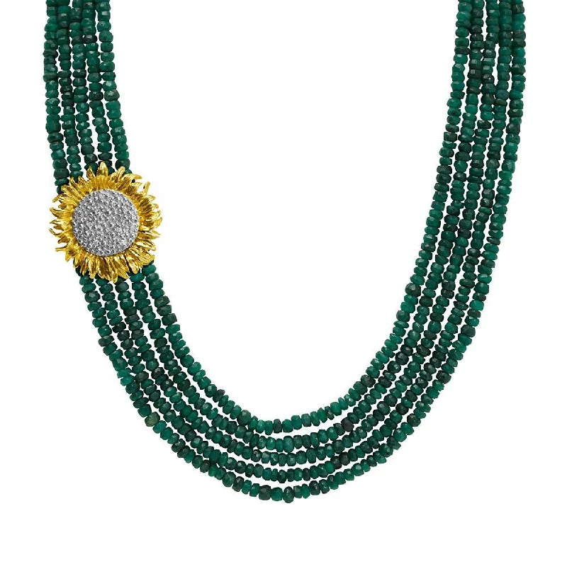 art deco carnelian necklace-Vincent Multi Strand Necklace with Emeralds and Diamonds