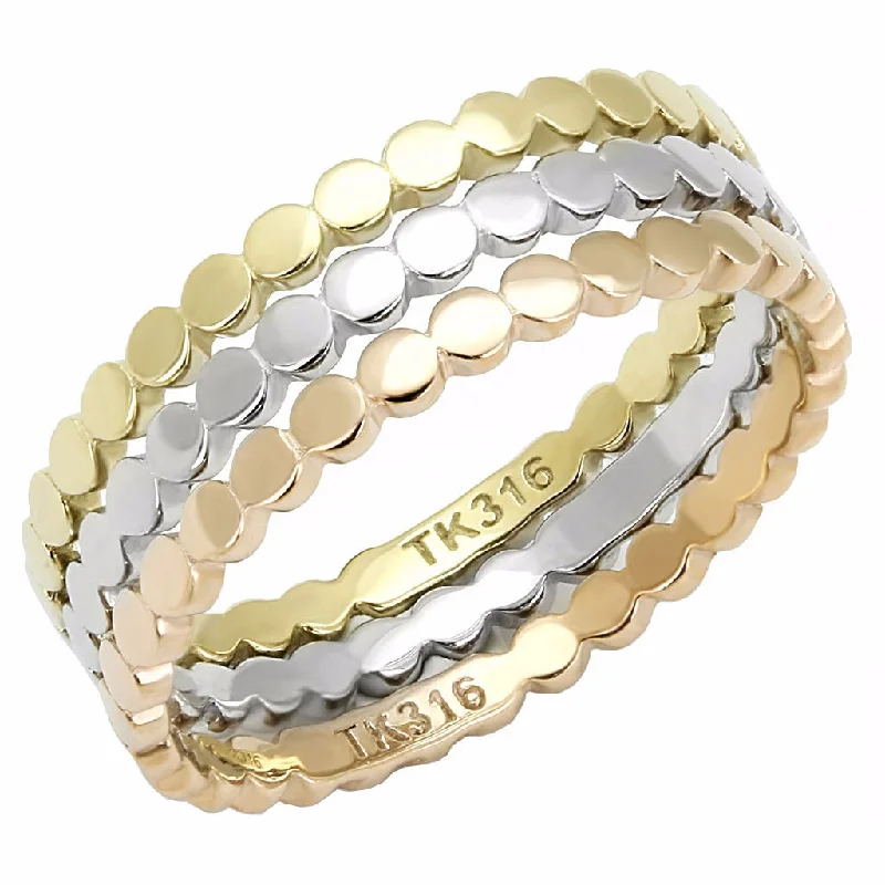 inscribed legacy ring-Womens 3 Colors Gold, Rose Gold, Silver IP Stainless Steel 3 Bands Set