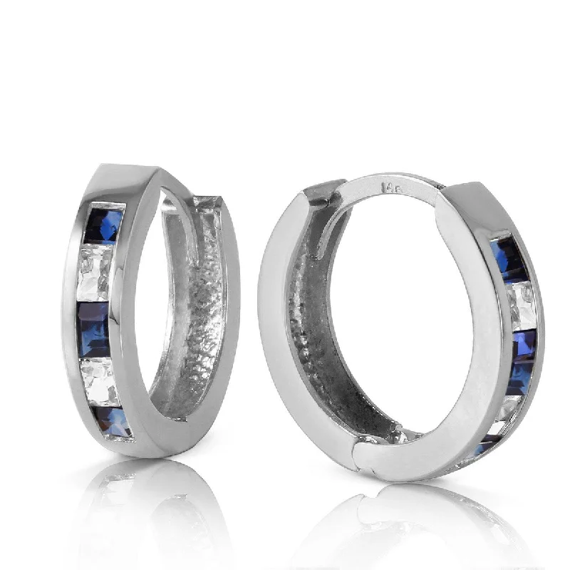 inscribed forever stud earrings-1.26 Carat 14K Solid Gold Hoop Earrings Natural Sapphire Rose Topaz