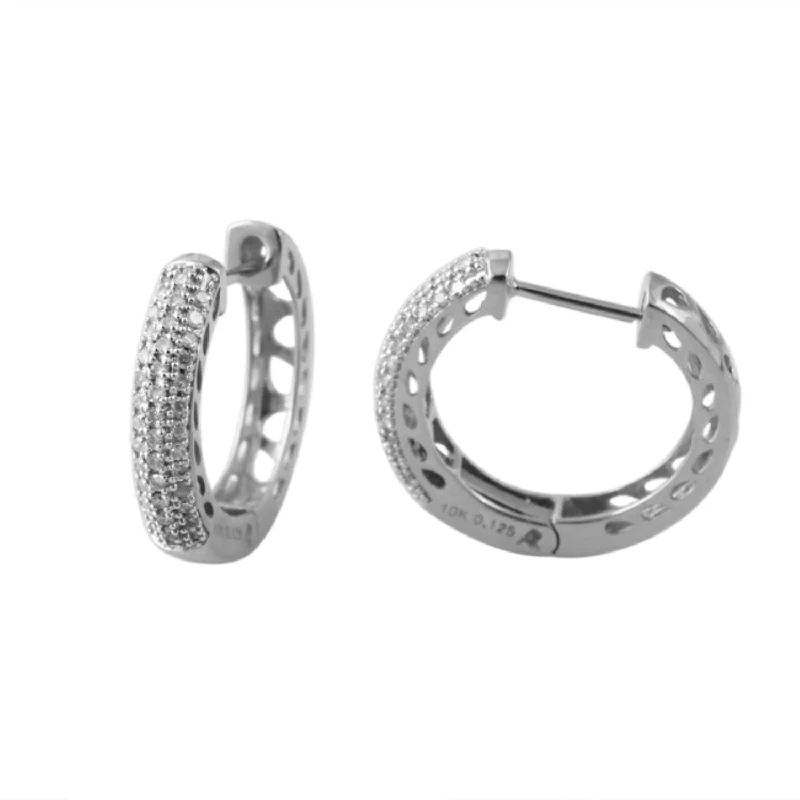 floral-inspired agate earrings-1/4 CTW Diamond Hoop Earrings in 10KT White Gold