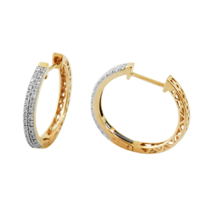 minimalist apex ridge earrings-1/4 CTW Diamond Hoop Earrings in 10KT Yellow Gold