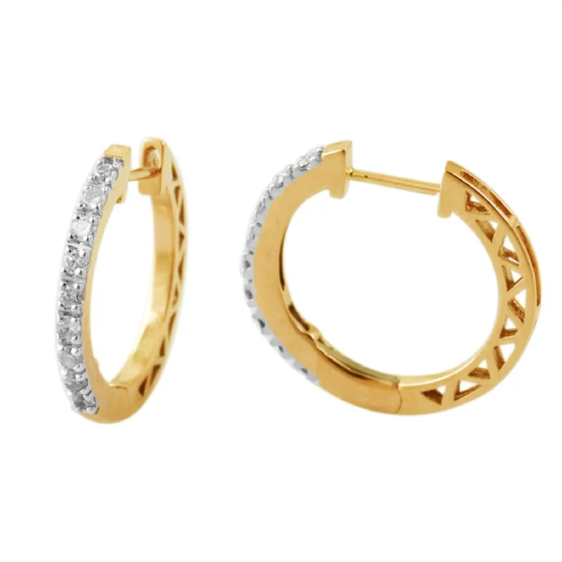 vintage-style aventurine earrings-1/4 CTW Diamond Hoop Earrings in 10KT Yellow Gold