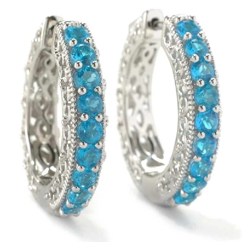 adjustable apex peak earrings-1" Nine-Stone Scrollwork Apatite Hoop Earrings