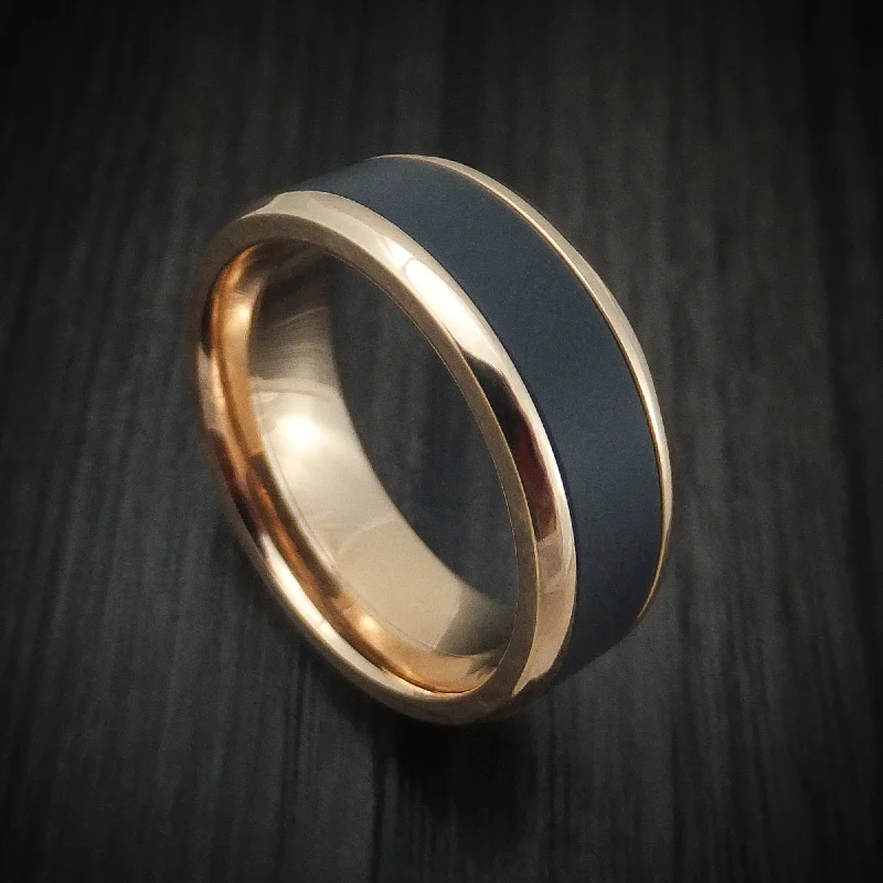 minimalist summit peak ring-14K Gold and Black Zirconium Men's Ring